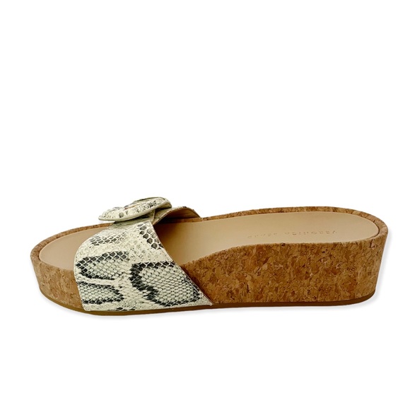 Veronica Beard Dixie Snake Print Buckle Slide Sandals - Picture 2 of 4